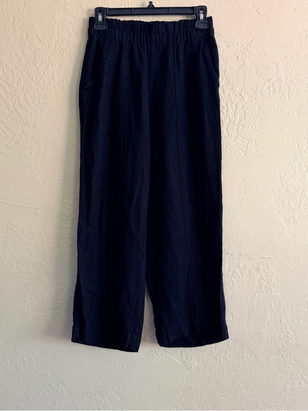 Madewell Black Elastic-Waist Wide-Leg Linen Blend Joggers - Picture 1 of 5
